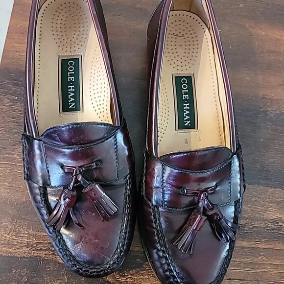 Cole Haan Loafers Cordovan/Burgundy Tassels Leather Men's Shoes Size 9 - Picture 1 of 11